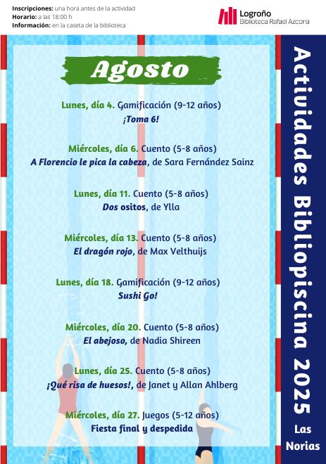 ACTIVIDADES BIBLIOPISCINA AGOSTO